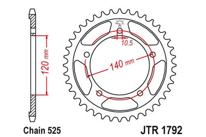 Sprockets Rear (1792 - 43t) - JT ( 525 Pitch) - JTR1792.43
