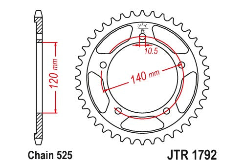 Sprockets Rear (1792 - 43t) - JT ( 525 Pitch) - JTR1792.43