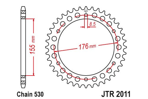 Sprockets Rear (2011 - 43t) - JT - JTR2011.43 - Riders Junction