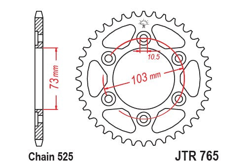 Sprockets Rear (765 - 43t) - JT - JTR765.43