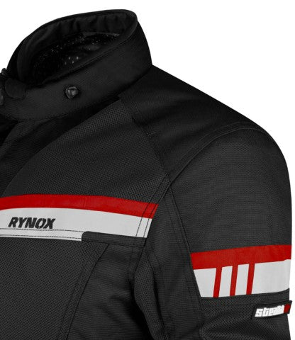 Rynox Stealth Air Pro Riding Jacket - Black Red (Black Mesh) - Riders Junction