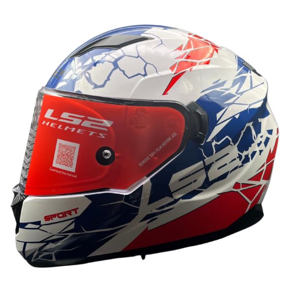 LS2 Helmets Stream Evo Impact White Blue Red D-ring - FF320