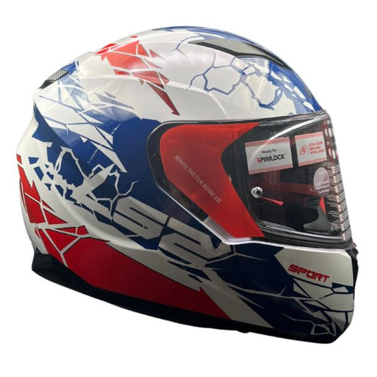 LS2 FF320 Stream Evo Impact White Blue Red D-ring Helmet - Riders Junction