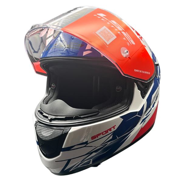 LS2 FF320 Stream Evo Impact White Blue Red D-ring Helmet - Riders Junction