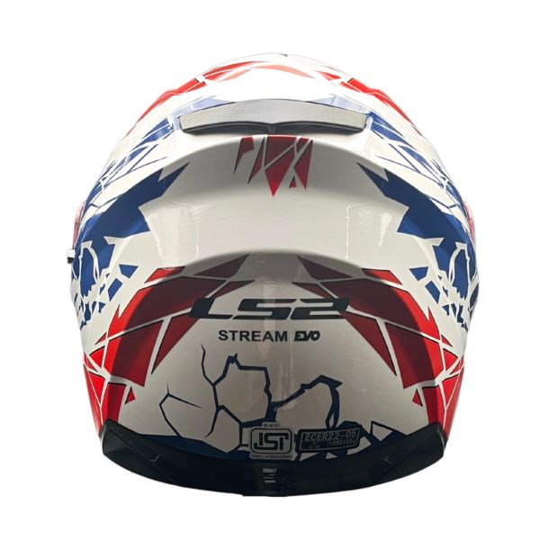 LS2 FF320 Stream Evo Impact White Blue Red D-ring Helmet - Riders Junction