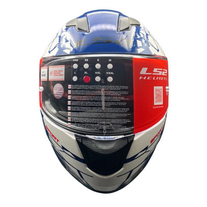 LS2 FF320 Stream Evo Impact White Blue Red D-ring Helmet - Riders Junction