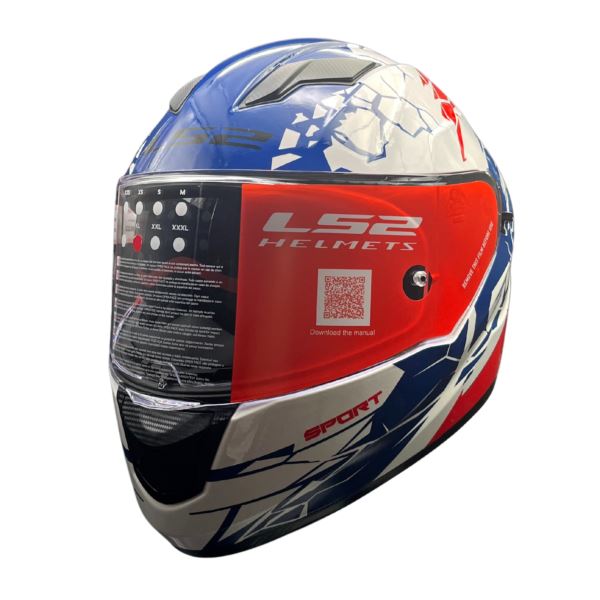 LS2 FF320 Stream Evo Impact White Blue Red D-ring Helmet - Riders Junction