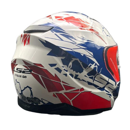 LS2 Helmets Stream Evo Impact White Blue Red D-ring - FF320