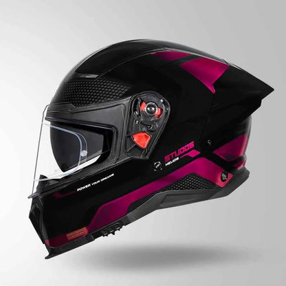 Studds-Helios D1 Asphalt Decor Helmet Black & Magenta With Metallic Foil