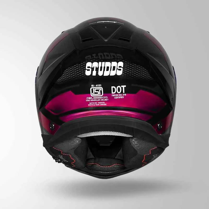 Studds-Helios D1 Asphalt Decor Helmet Black & Magenta With Metallic Foil
