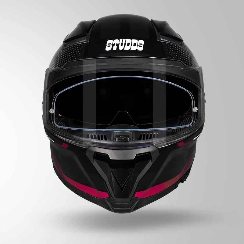 Studds-Helios D1 Asphalt Decor Helmet Black & Magenta With Metallic Foil