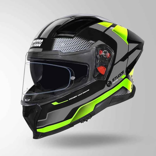 Studds-Helios D1 Asphalt Decor Helmet (Black / Green)