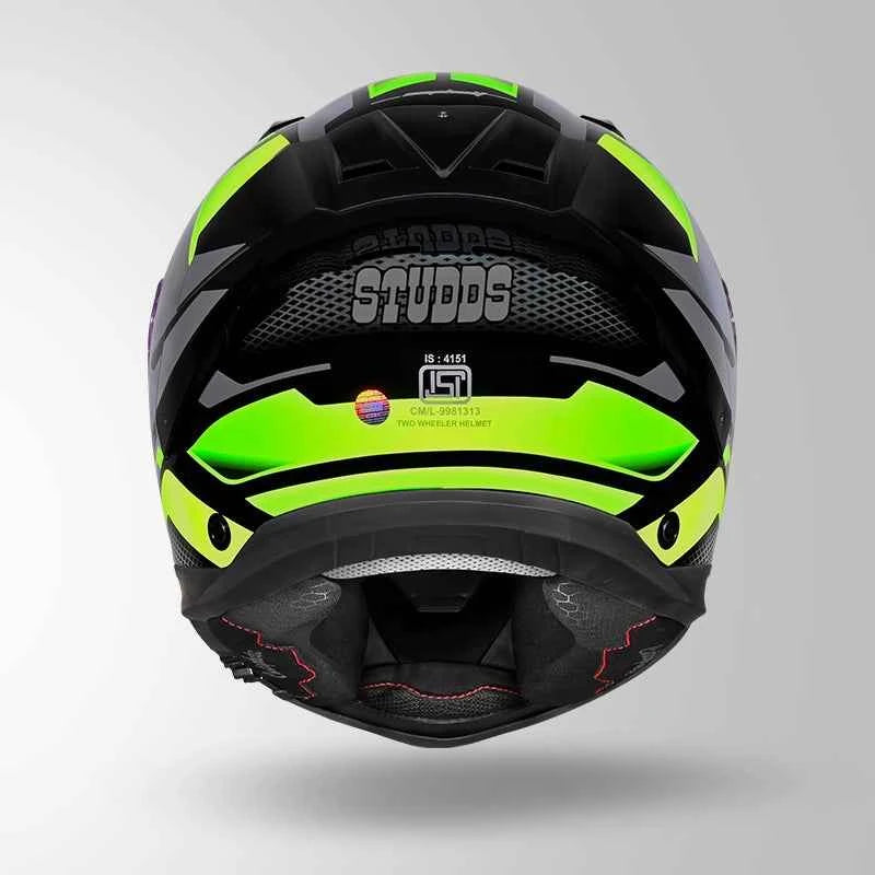 Studds-Helios D1 Asphalt Decor Helmet (Black / Green)