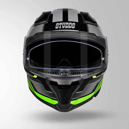 Studds-Helios D1 Asphalt Decor Helmet (Black / Green)
