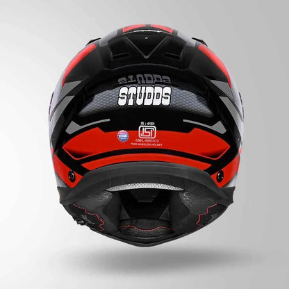 Studds-Helios D1 Asphalt Decor Helmet (Black / Grey & Red)