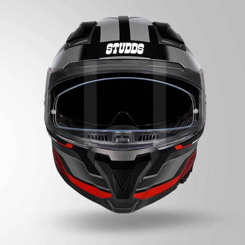 Studds-Helios D1 Asphalt Decor Helmet (Black / Grey & Red)
