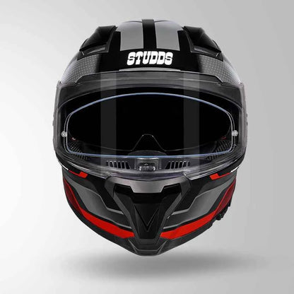 Studds-Helios D1 Asphalt Decor Helmet (Black / Grey & Red)