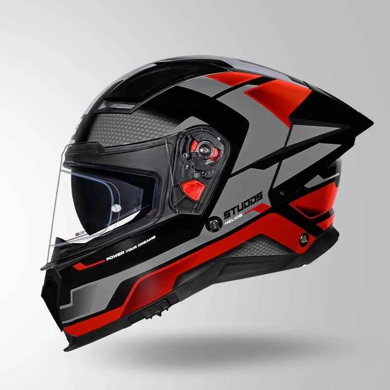 Studds-Helios D1 Asphalt Decor Helmet (Black / Grey & Red)