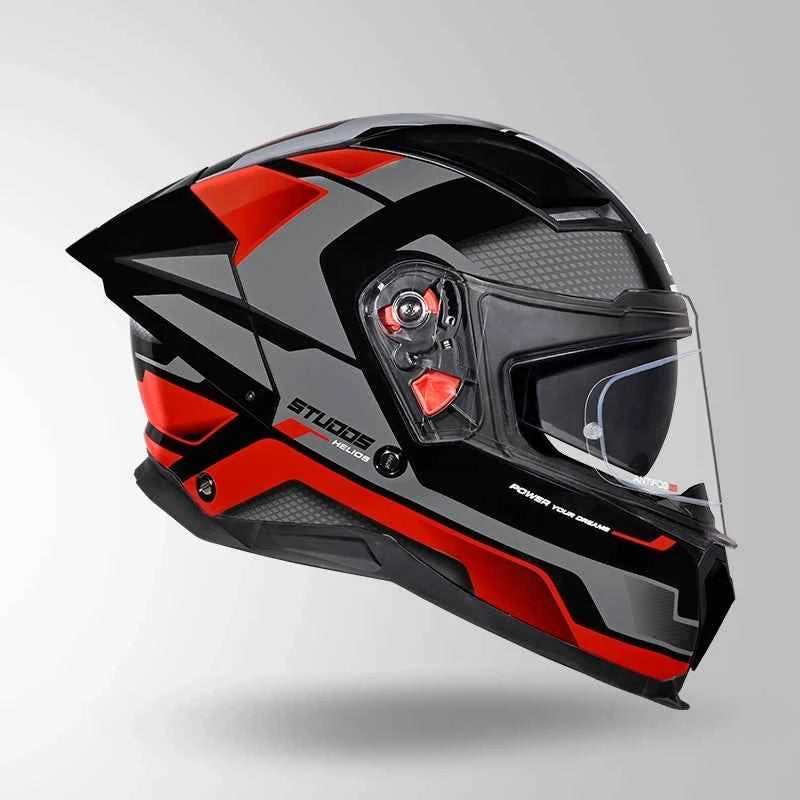 Studds-Helios D1 Asphalt Decor Helmet (Black / Grey & Red)