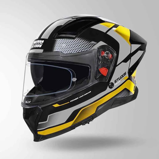 Studds-Helios D1 Asphalt Decor Helmet (Black / Yellow)