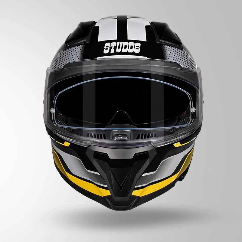 Studds-Helios D1 Asphalt Decor Helmet (Black / Yellow)