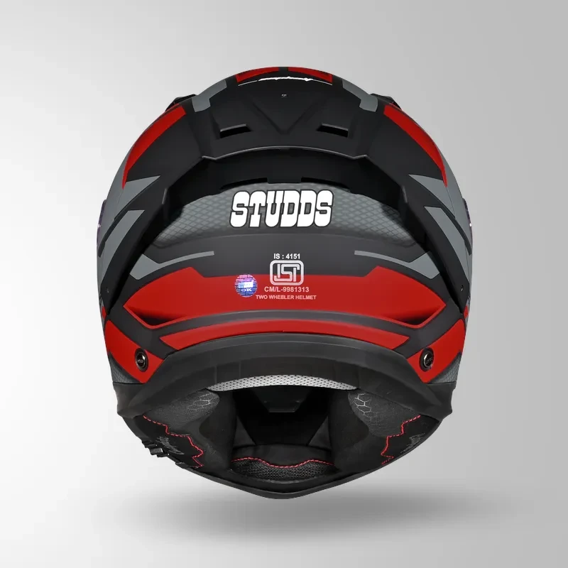 Studds-Helios D1 Asphalt Decor Helmet (MATT BLACK / GREY & RED)