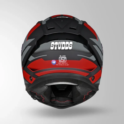 Studds-Helios D1 Asphalt Decor Helmet (MATT BLACK / GREY & RED)