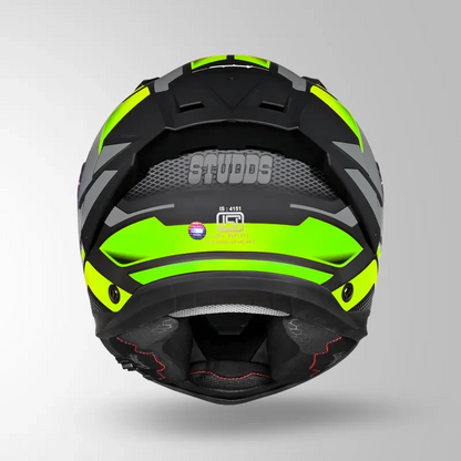 Studds-Helios D1 Asphalt Decor Helmet (MATT BLACK / Green)