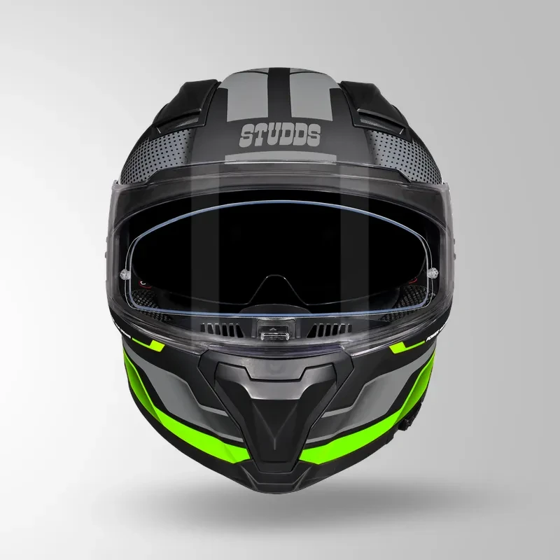 Studds-Helios D1 Asphalt Decor Helmet (MATT BLACK / Green)