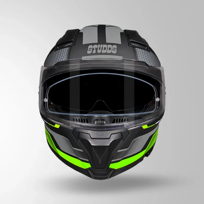 Studds-Helios D1 Asphalt Decor Helmet (MATT BLACK / Green)