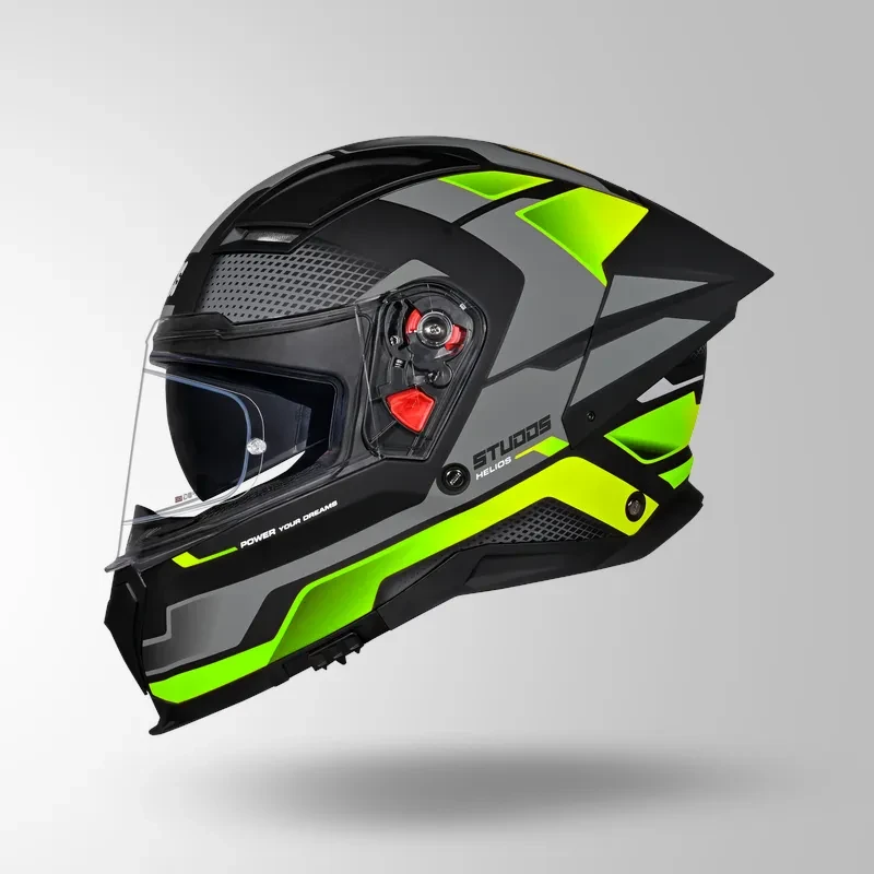 Studds-Helios D1 Asphalt Decor Helmet (MATT BLACK / Green)