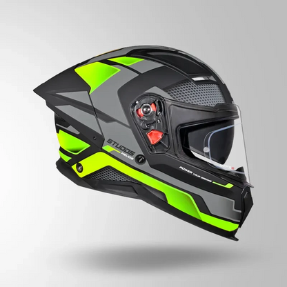 Studds-Helios D1 Asphalt Decor Helmet (MATT BLACK / Green)