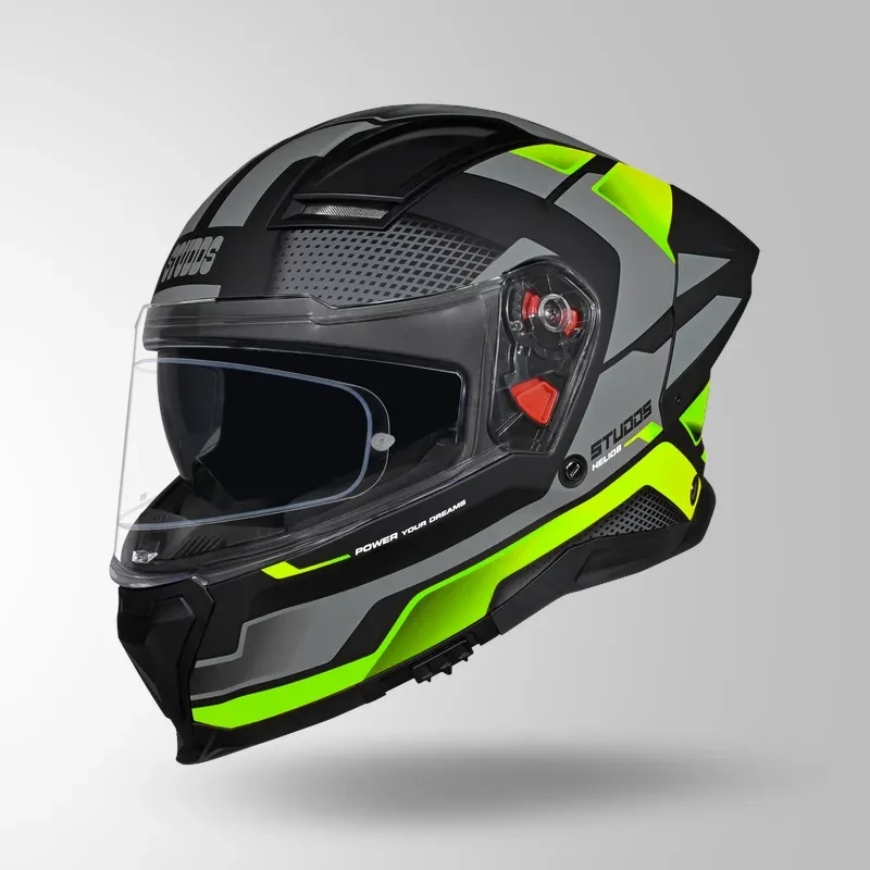 Studds-Helios D1 Asphalt Decor Helmet (MATT BLACK / Green)