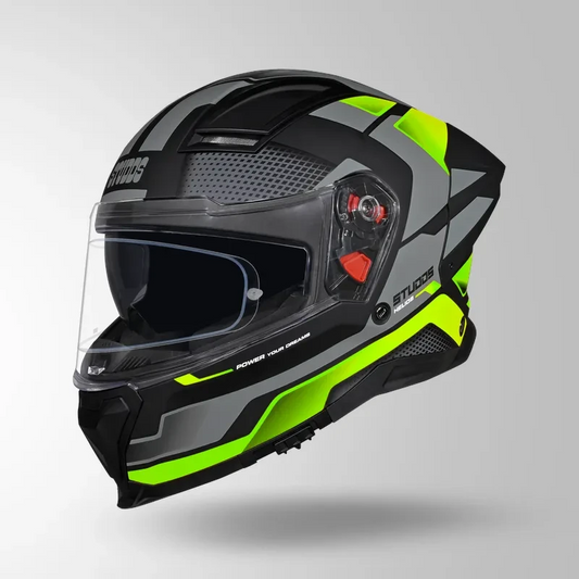 Studds-Helios D1 Asphalt Decor Helmet (MATT BLACK / Green)