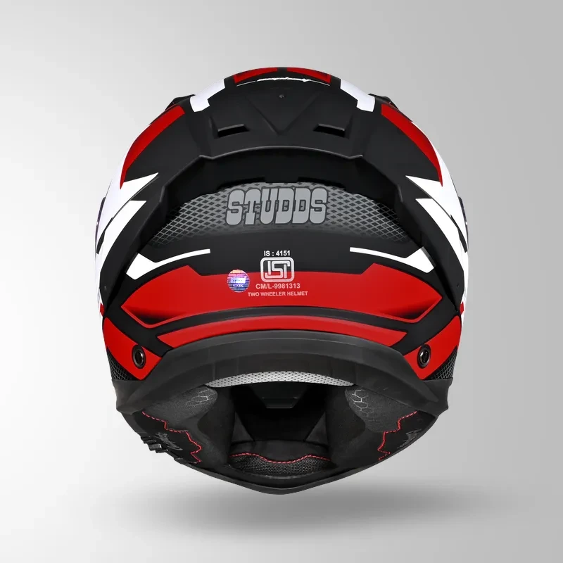 Studds-Helios D1 Asphalt Decor Helmet (MATT BLACK / Red)