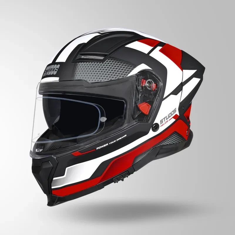 Studds-Helios D1 Asphalt Decor Helmet (MATT BLACK / Red)