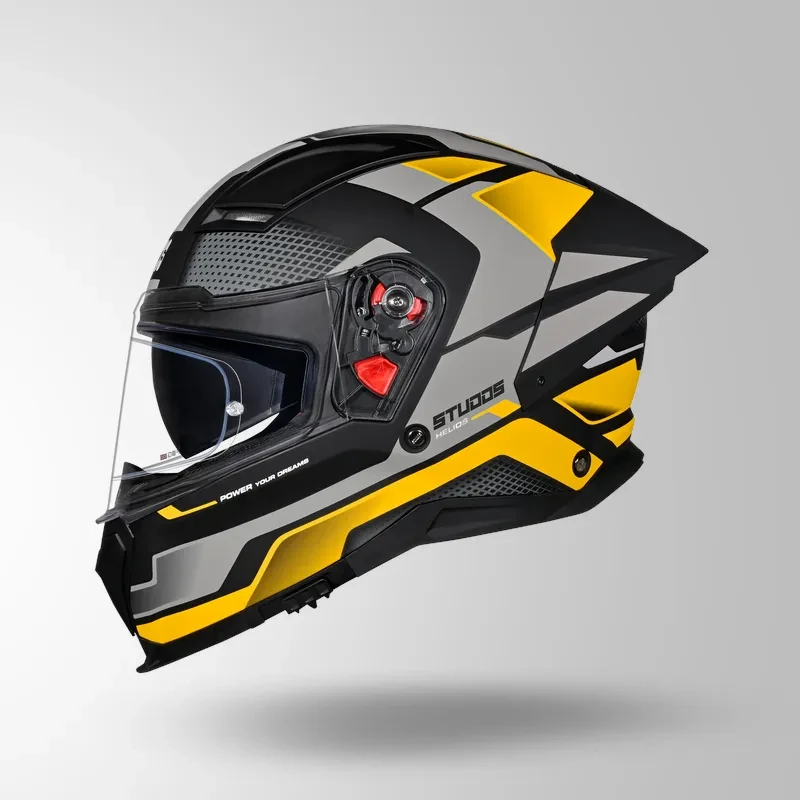Studds-Helios D1 Asphalt Decor Helmet (MATT BLACK / Yellow)