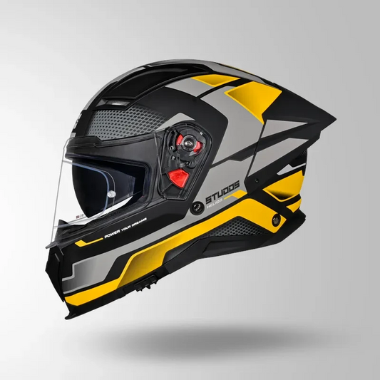 Studds-Helios D1 Asphalt Decor Helmet (MATT BLACK / Yellow)