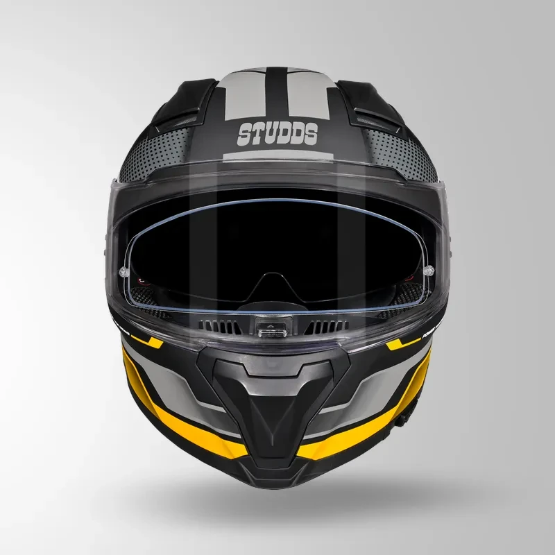 Studds-Helios D1 Asphalt Decor Helmet (MATT BLACK / Yellow)