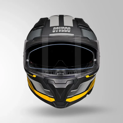 Studds-Helios D1 Asphalt Decor Helmet (MATT BLACK / Yellow)