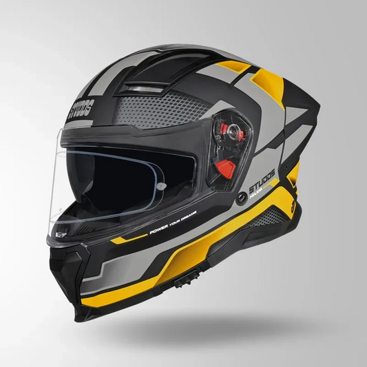 Studds-Helios D1 Asphalt Decor Helmet (MATT BLACK / Yellow)