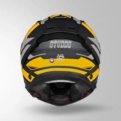 Studds-Helios D1 Asphalt Decor Helmet (MATT BLACK / Yellow)