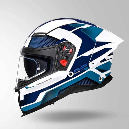 Studds-Helios D1 Asphalt Decor Helmet (White & Blue)