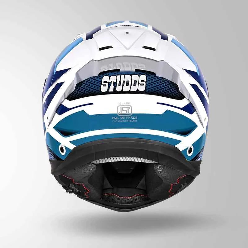 Studds-Helios D1 Asphalt Decor Helmet (White & Blue)