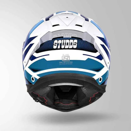 Studds-Helios D1 Asphalt Decor Helmet (White & Blue)