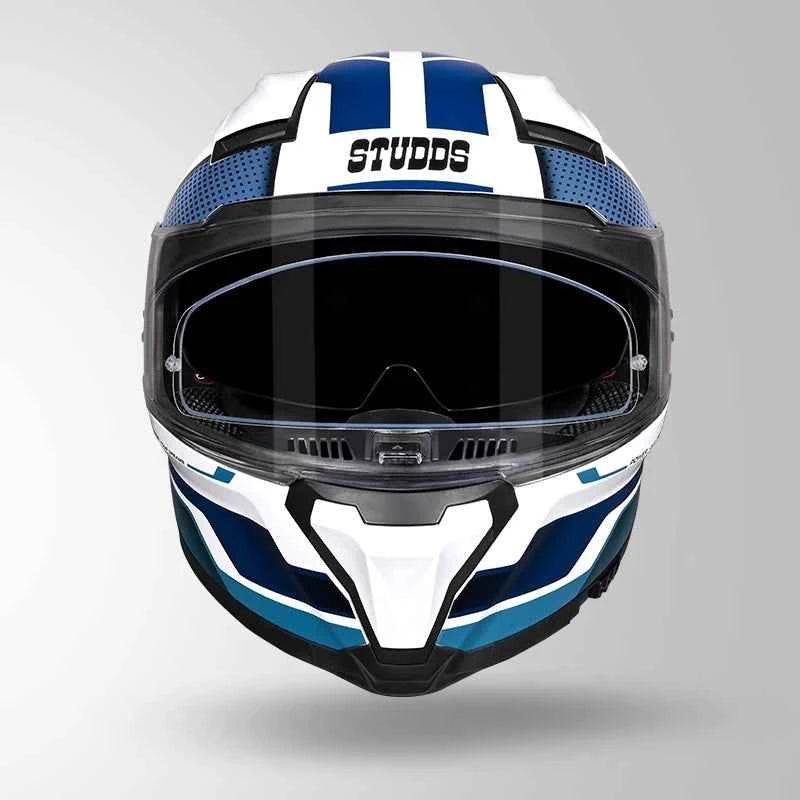 Studds-Helios D1 Asphalt Decor Helmet (White & Blue)