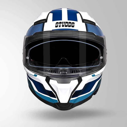 Studds-Helios D1 Asphalt Decor Helmet (White & Blue)