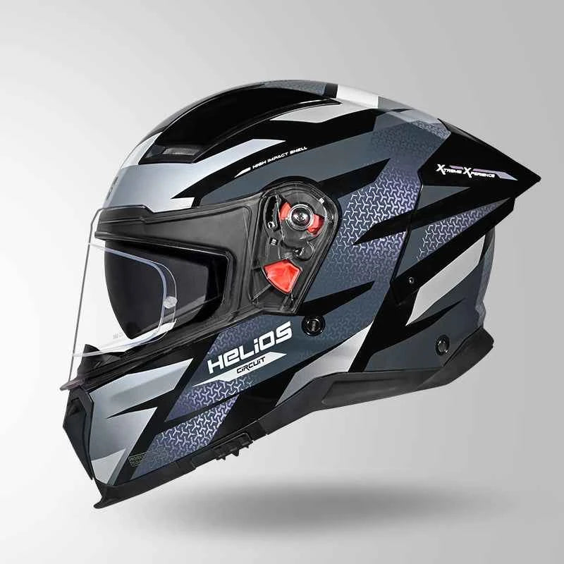 Studds-Helios D2 Circuit Decor Helmet  (Black & Chameleon Grey/pink)