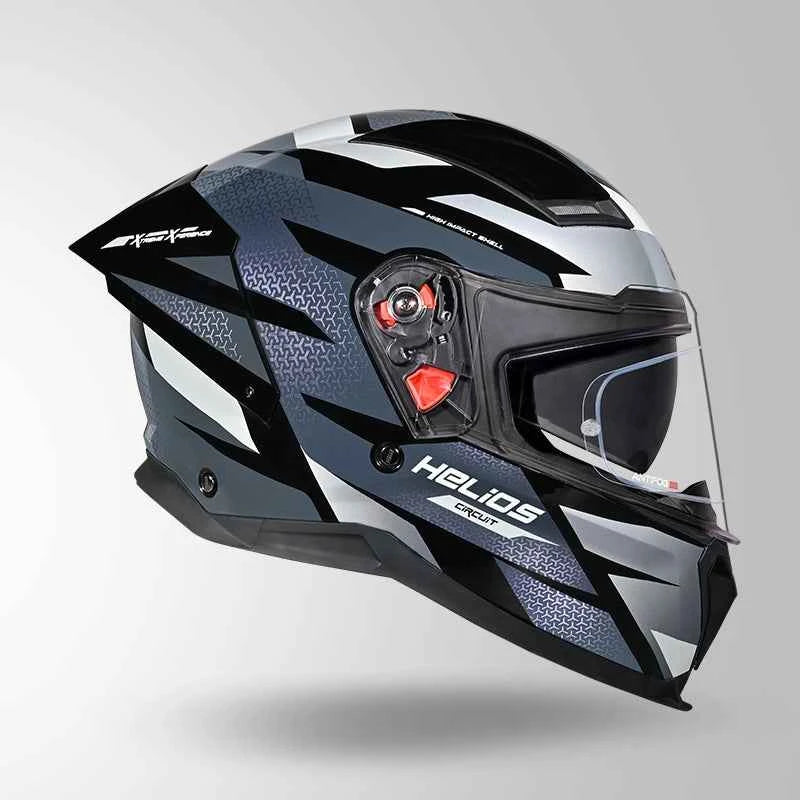 Studds-Helios D2 Circuit Decor Helmet  (Black & Chameleon Grey/pink)