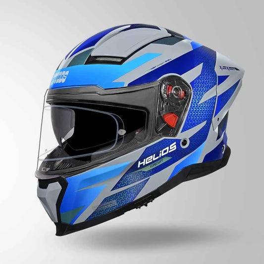 Studds-Helios D2 Circuit Decor Helmet (Chameleon Grey & Blue)